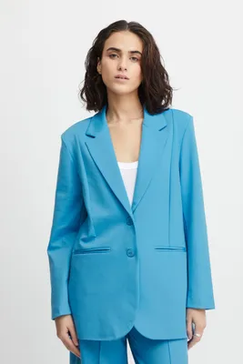 Produktbild von ICHI IHKATE SUS OVERSIZE BL Damen Blazer Longblazer Jacke Long-Blazer mit Knöpfen Stretch und Reverskragen