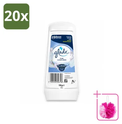 Imagen del producto de 20 unidades de ambientador en gel Glade, aroma "Pure Clean Linen", 150 g, pack económico