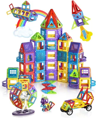 Produktbild von 100 Teile Magnetische Bausteine, Magnetbausteine Magnetspiel Magnete Kinder 3D STEM Montessori Lernspielzeug für Jungen & Mädchen 3–8 Jahre
