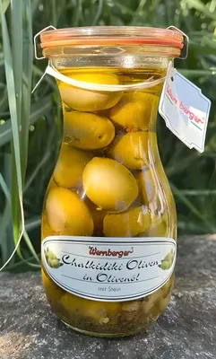 Produktbild von Chalkidiki-Oliven mit Knoblauch – Herzhaft & mediterran