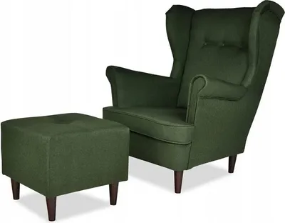 Produktbild von Family Meble Ohrensessel mit Hocker Ari Relaxsessel Skandinavisch Loungesessel Fernsehsessel Für Wohnzimmer Esszimmer Schlafzimmer Büro (TW 1078)