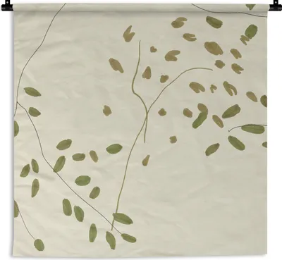 Produktbild von MuchoWow® Wandteppich Wandbehang Grün - Blumen - Pastell 90x90 cm Tapisserie Dekoration Wandtuch - Wandaufhänger