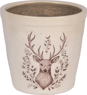Produktbild von Clayre & Eef Blumentopf Ø 15x14 cm Beige Keramik Hirsch