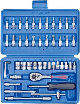 Image de Jeu de clés à douilles 1/4" avec accessoires 46 pièces - Kyst2346Mr