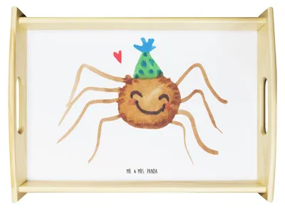 Produktbild von Mr. & Mrs. Panda Serviertablett Spinne Agathe Party - Weiß - Geschenk, Deko Tablett, Wunder, Holztablett, Glück, Servier, Motivation, Dekotablett, holz, Selbstliebe