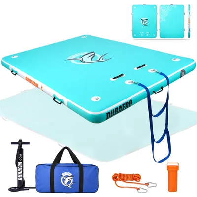 Produktbild von DURAERO Aufblasbare Schwimmplattform 240 x 180 x 15 cm, Badeplattform für bis zu 4 Personen, Drop-Stitch PVC Floating Dock für See, Pool und Boot