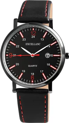 Produktbild von Excellanc Herren Armbanduhr – Kunstleder, Analog Quarz, Datumsanzeige