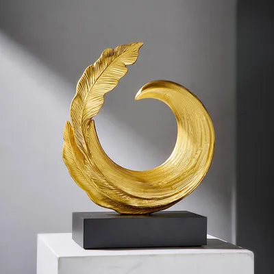 Abstrakte Harzskulptur, gold, 21,5x10x27,5 cm, Dekofigur