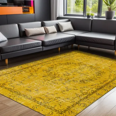 Produktbild von Giallo Bedruckter Teppich Chenille-Druck Maschinell Hergestellt 160x230 cm, Waschbarer Antibakteriell Antirutschunterlage Küchenteppich