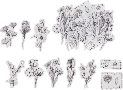 Produktbild von Washi Sticker "Blumen Schwarz/Weiß"