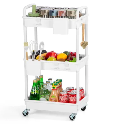 Immagine prodotto di Carrello cucina - 3 ripiani - Bianco - 38 x 27 x 74 cm
