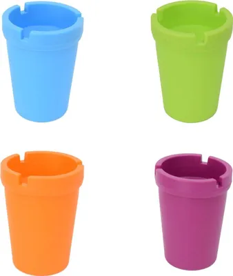 Produktbild von Aschenbecher windsicher mit Aschebehälter für drinnen und draußen kompakt , Farbe:orange