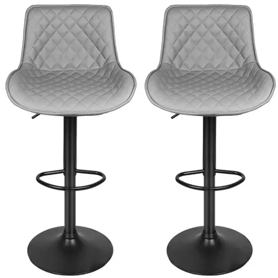 Produktbild von 2er Set Barhocker Barstuhl Küchenhocker Drehstühle Tresenstuhl Modern Kunstleder Bar Stühle - Hellgrau