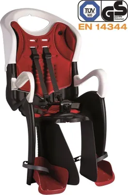 Produktbild von Fahrradkindersitz hinten, weiß rot, Klemme