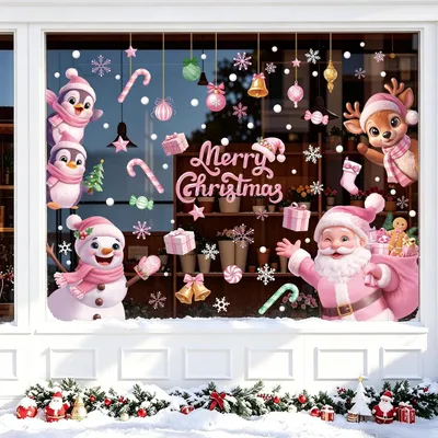 Productafbeelding van 3D raamstickers met kerstmotieven, 30 x 20 cm, 9 vellen, voor kerstdecoratie