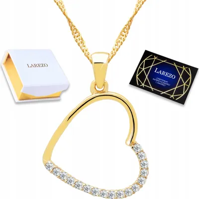 Immagine prodotto di Collana con cuore d'oro e zirconi, cuore, amore, ARGENTO 925
