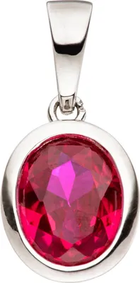 Produktbild von JOBO Anhänger oval 925 Sterling Silber 1 Zirkonia rot Silberanhänger