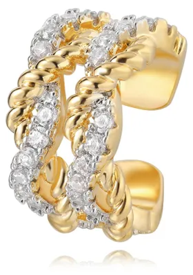 Productafbeelding van Gouden Oorcuff zonder Piercing met Cubic Zirconia