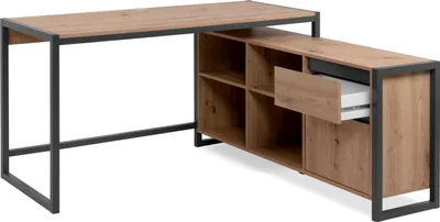 Produktbild von CALICOSY - Wandlungsfähiger Eckschreibtisch Eiche Nachbildung L139 cm - Prague