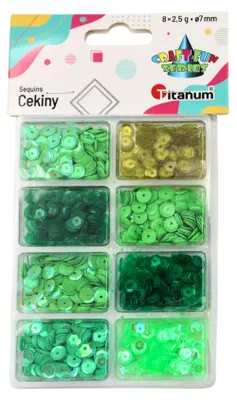 Produktbild von Pailletten Mix grün 8x2.5g Titanum