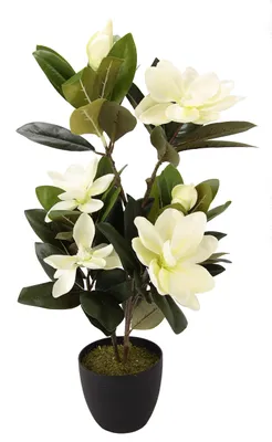 Künstlicher Magnolienbaum, 68 cm, weiß, in Topf