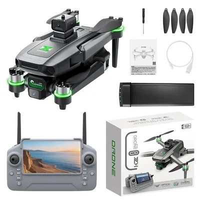 Produktbild von Zimilo Faltbare Drohne mit Abwurf-Funktion, 480P WiFi FPV, Fernbedienung mit Display, Hindernisvermeidung, Optical Flow, 2,4G, 6 Kanal, mit 3akkus