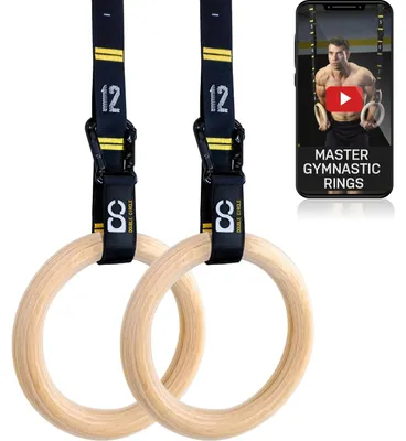 Productafbeelding van Houten gymnastiekringen met snelverstelbare riemen voor calisthenics en thuisgymnastiek