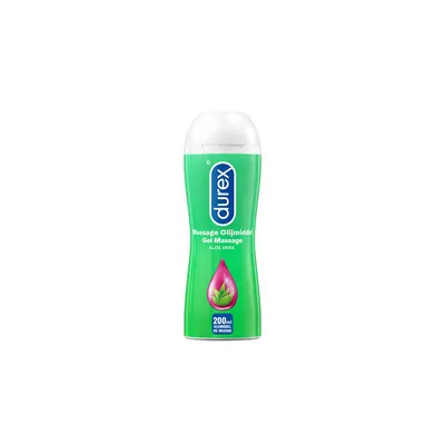 A bottle of Durex massage gel with aloe vera.