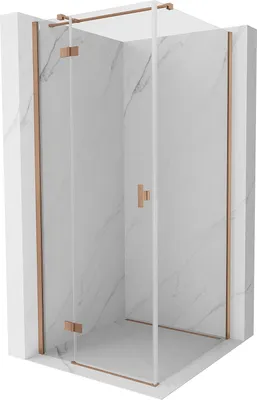 Produktbild von Mexen Mist H T Duschkabine schwenkbar links 70 x 70 cm, transparent, gebürstetes Kupfer - 8A5T-070-070-65-00-L