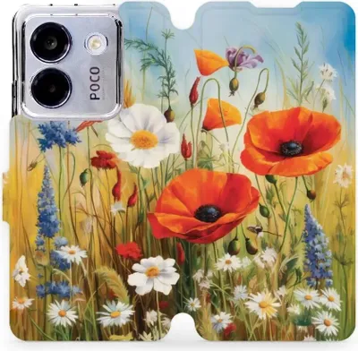 Immagine prodotto di Custodia con cover a libro per Xiaomi Poco M7 Pro 5G, Mobiwear Book, Fiori di campo