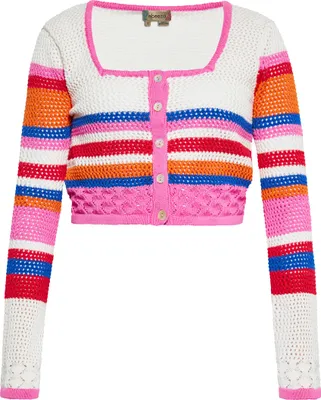 Produktbild von ebeeza damen strickjacke - wollweiss mehrfarbig, L