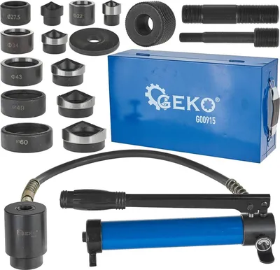 Immagine prodotto di Set punzone idraulico hydraulic knockout kit 22–60 mm, 10 tonnellate, punzonatrice idraulica in acciaio inox, strumento di perforazione per condotto elettrico, kit punzonatrice idraulica per perforazione, Geko