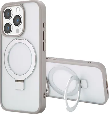 Image de Accezz Ring Stand Backcover avec MagSafe pour l'Apple iPhone 15 Pro - Gris