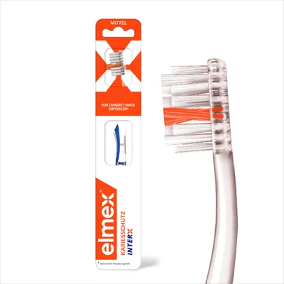 Produktbild von elmex Zahnbürste Kariesschutz InterX Mittel 1 Stk – Gründliche