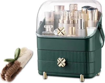 Produktbild von DigiRigi® Make-up-Koffer, staubdicht, 25 x 18,5 x 37 cm, 3-lagig Organizer für Kosmetik, Hautpflege und Schmuck, Tragegriff, 1800 g