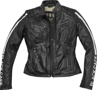Produktbild von Black-Cafe London Toronto Damen Motorrad Lederjacke, schwarz/weiß, S