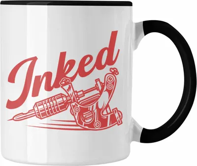 Produktbild von Trendation - Inked Tattoos Tasse Geschenk Tattoowiererin Tattoowierer Geschenkidee Spruch Männer Frauen (Schwarz)