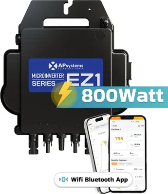 Produktbild von AP Systems Mikro-Wechselrichter 800 W EZ1-M-EU für Balkonkraftwerk, IP67 wetterfest, Plug-&-Play Installation, 2 MPPT, Bluetooth & WIFI, Micro Inverter