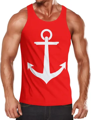 Produktbild von Herren Tanktop, Anker Motiv Aufdruck Anchor, Muskelshirt Achselshirt Moonworks® XXL