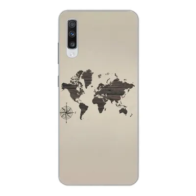 Produktbild von MuchoWow® Handyhülle Schutzhülle Hülle für Samsung Galaxy A70 Weltkarte - Holz - Braun Silikon Softcase Handy Hülle - Schutzhaube