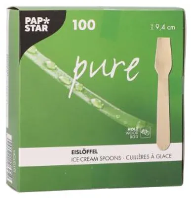Produktbild von Papstar Eislöffel, Holz "pure" 9,4 cm, 10 x 100 Stück