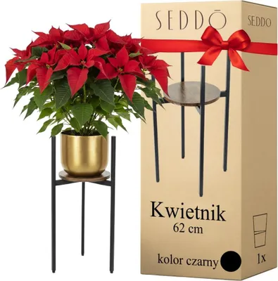 Zdjęcie produktu dla Kwietnik stojący metalowy drewniany loft wysoki 62cm stojak kwiatki rośliny