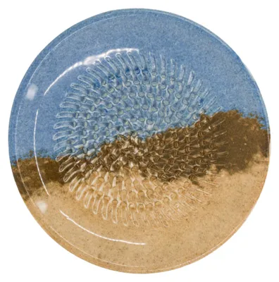 Produktbild von Kaladia Keramik Reibeteller Blau & Braun/Strand - zum Zerkleinern von Zutaten - 12cm - spülmaschinenfest