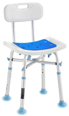 Produktbild von VEVOR Duschstuhl, Duschsitz mit Rückenlehne, höhenverstellbarer Duschhocker, Duschstuhl für die Dusche Badewanne, rutschfeste Badezimmerbank Badstuhl für ältere Menschen, Behinderte, 158,8 kg Tragfähigkeit