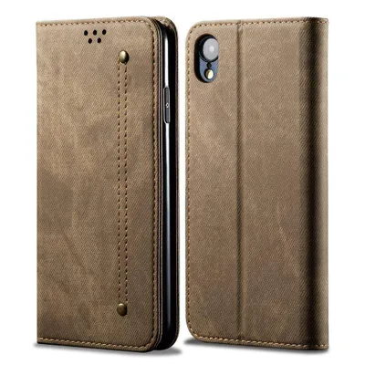 Obrázek produktu pro iPhone XR Pouzdro, Kožené Peněženkové Pouzdro s Magnetickým Uzavíráním a Pouzdro s Funkcí Stojánku pro iPhone XR Khaki