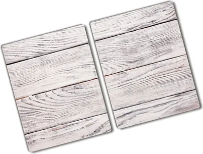 Produktbild von Tulup Glas Herdabdeckplatte - 2x40x52 cm - Glaskeramikkochfeld-Abdeckung Spritzschutz Glasabdeckplatte Kochplattenabdeckung und Schneidebrett - Zweiteilig - Sonstige - Holzwand - Beige