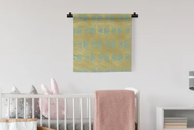 Produktbild von MuchoWow® Wandteppich Wandbehang Gold - Muster - Linie 60x60 cm Tapisserie Dekoration Wandtuch - Dekorationen - Wand Decke