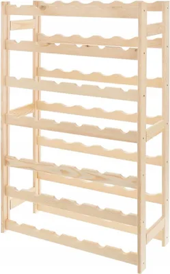 Produktbild von STOLMAK Weinregal aus Holz für 42 Flaschen Natur Kiefernholz 63x102x25 cm Flaschenregal Weinschrank Weinständer Flaschenhalter Kellerregal
