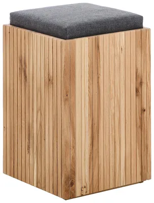 Produktbild von Moderner Hocker RURIK Massivholz Eiche geölt Anthrazit, 35 cm breit, 52 cm hoch