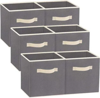 Produktbild von Graue Stoffbox, 6-teilig, mittelgroß, aufklappbar, 33x38x33cm